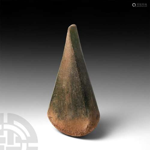 Large Thai Teardrop-Shaped Green Glass Ingot