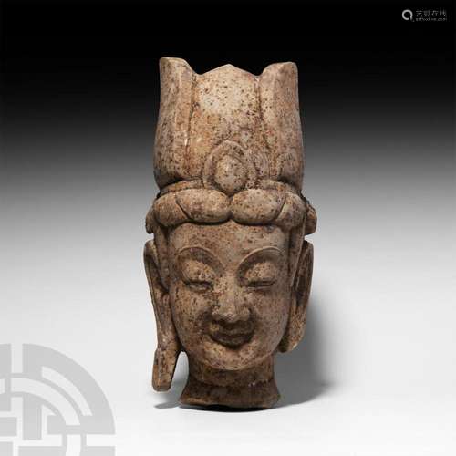 Chinese Stone Head of Bodhisattva