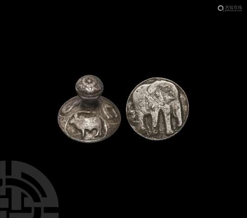 Moghul Silver Stamp Seal with Animals