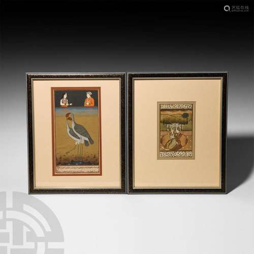 Indian Framed Illuminated Page Pair