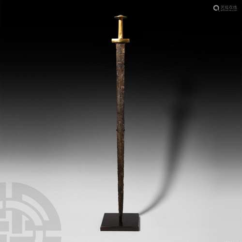 Viking Period Sword with Gold Cross Guard