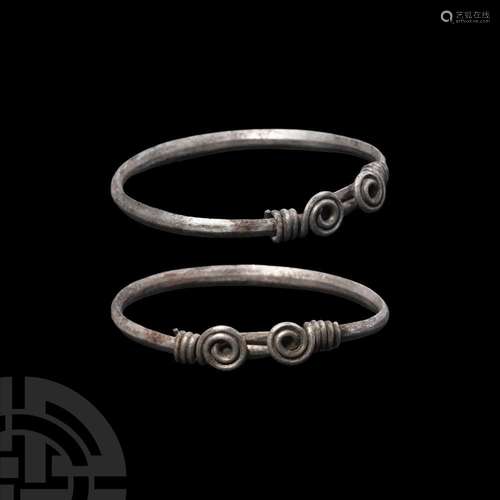 Iron Age Celtic Silver Coiled Bracelet