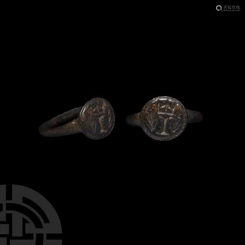 Medieval Ring with Crowned 'I'