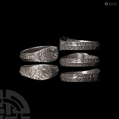 Medieval Silver 'Clasped Hands' Fede Ring with Inscr...