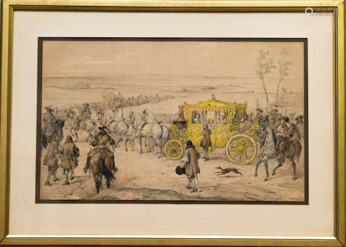 Victor Adam （1801-1866）  19世纪中期 原版版画 拿破仑花车 版画