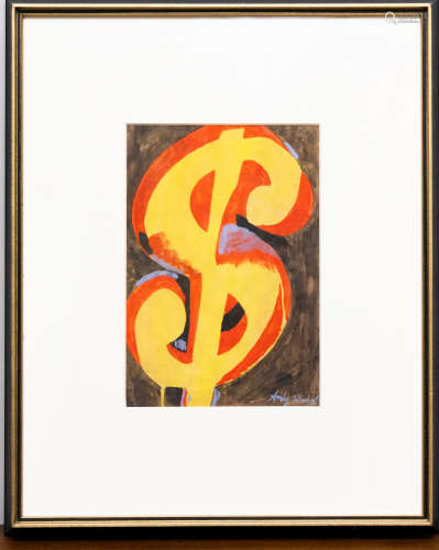 安迪沃霍尔 （1928-1987） 1960s Dollar sign 美金符号 水粉水彩画
