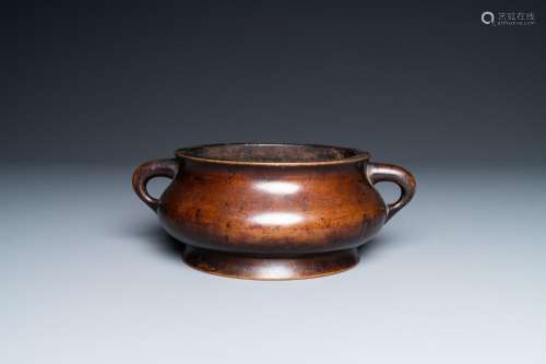 A Chinese bronze censer, Xuande mark, Kangxi