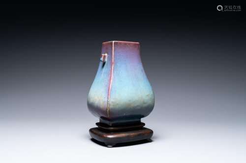 A Chinese flambe-glazed 'fanghu' vase, Yongzheng/Qianlong