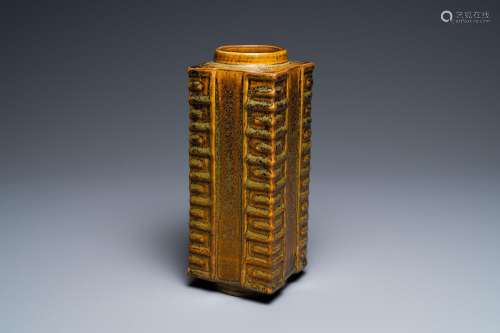 A Chinese imitation bronze-glazed 'cong' vase, Yongzheng/Qia...