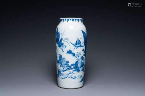 A Chinese blue and white 'Immortals in a landscape' vase, Tr...