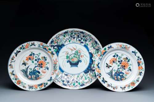 Three Chinese famille verte dishes, Kangxi