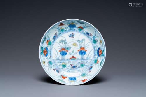 A Chinese doucai 'mandarin ducks' plate, Chenghua mark, 18/1...