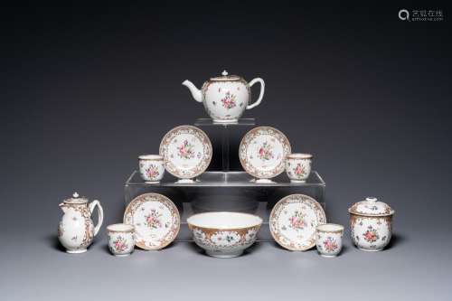 A Chinese famille rose 12-piece tea service for the European...