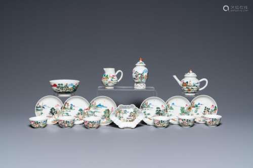 A rare Chinese famille rose 17-piece miniature tea service, ...