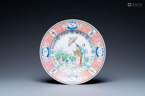 A Chinese famille rose 'Dames au Parasol' dish after Corneli...