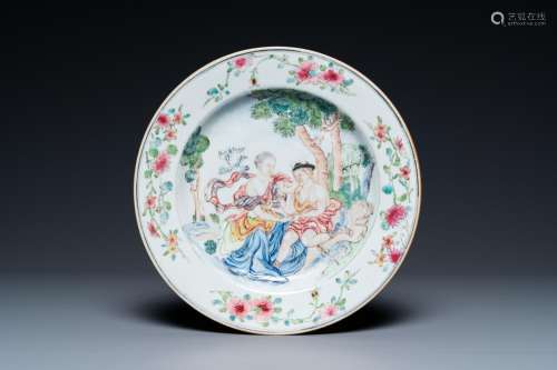 A Chinese famille rose mythological subject plate with Venus...
