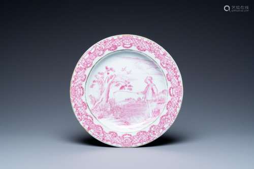 A Chinese puce-decorated 'The young fisherman' plate after A...