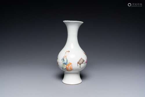 A Chinese famille rose vase with figures and antiquities, Yo...