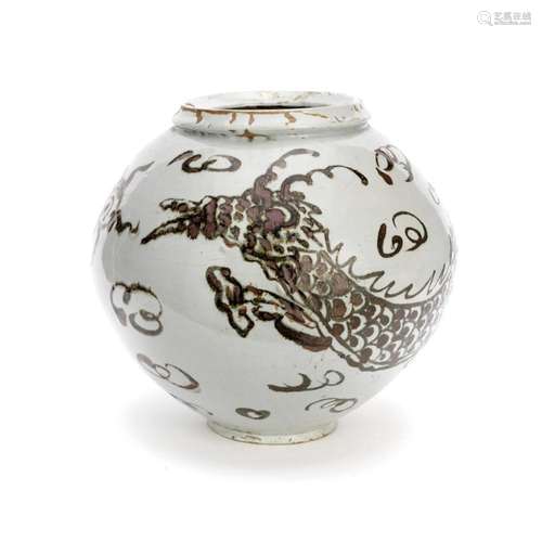 A LARGE UNDERGLAZE-BROWN 'DRAGON' JAR Korea, Joseon ...