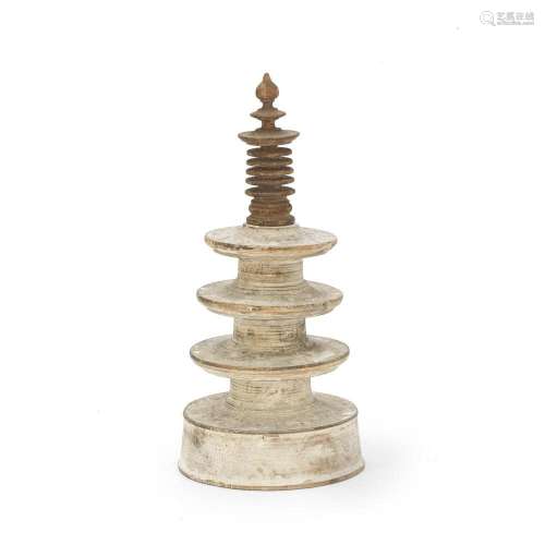 A JAPANESE GESSOED WOOD STUPA Nara Period or later (3)