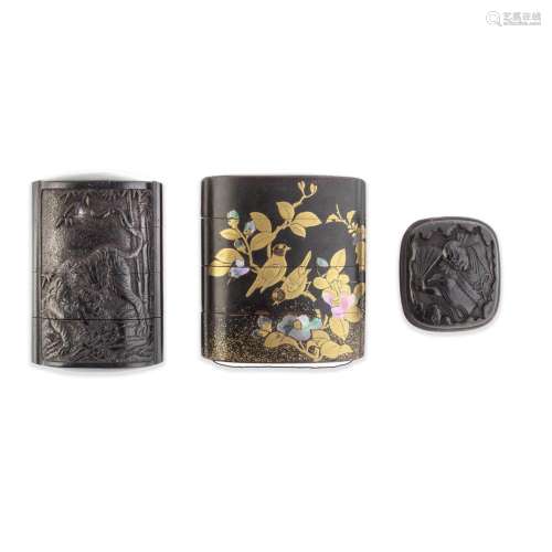 TWO FOUR-CASE INRO AND A NETSUKE Meiji Period (3)