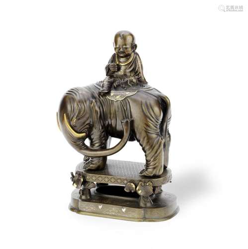 A BRONZE 'ELEPHANT AND BOY' INCENSE BURNER Meiji Per...