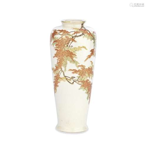 A TAPERING OVIFORM SATSUMA 'MAPLE LEAVES' VASE By Ya...