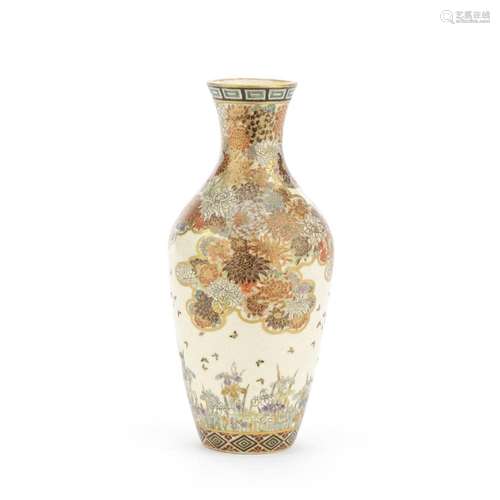 A SMALL SATSUMA BOTTLE VASE By Yabu Meizan, Meiji Period