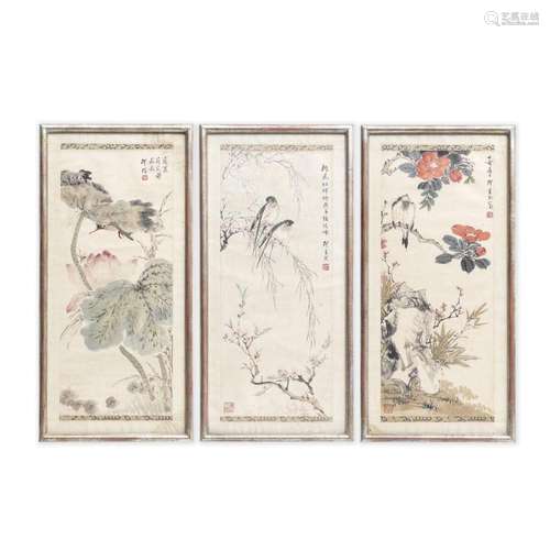 ATTRIBUTED TO LIU JUNREN (1900-1961) Birds and Flowers (3)