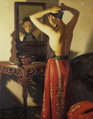 ZHANG YIBO (born 1966) Lady standing at a dressing table