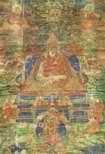 A LAMA TSONGKHAPA THANGKA 19th century