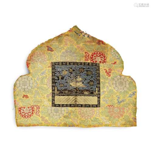 A SILK RANK BADGE MOUNTED ON A YELLOW-GROUND EMBROIDERY 17th...