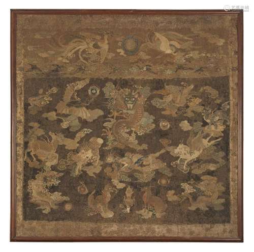 A LARGE JAPANESE EMBROIDERED AND APPLIQUÉ PANEL Meiji Period