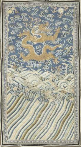 A SILK 'DRAGON' SECTION OF A ROBE 19th century