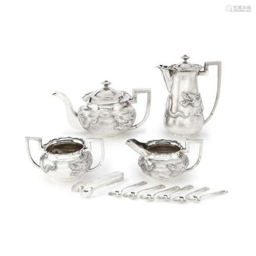 A FOUR-PIECE SILVER TEA AND COFFEE SERVICE by Zee Wo, late 1...