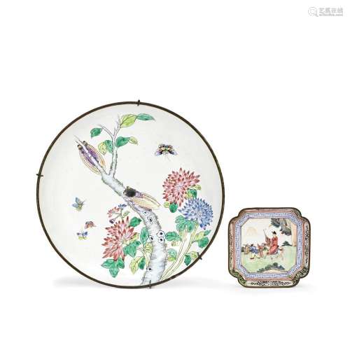 TWO VARIOUS CANTON ENAMEL DISHES 19th century (2)