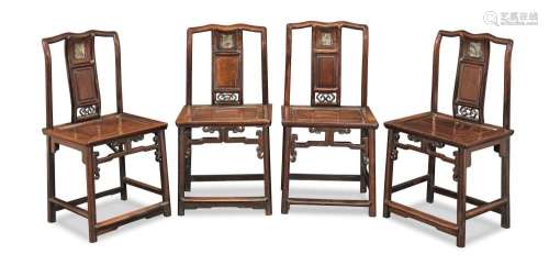 A SET OF FOUR HONGMU CHAIRS Late Qing Dynasty (4)