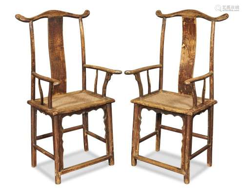 A PAIR OF ELMWOOD ARMCHAIRS Qing Dynasty (2)