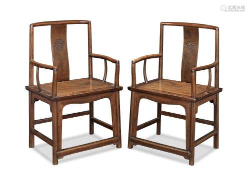 A PAIR OF MING-STYLE HUALI ARMCHAIRS 19th century (2)