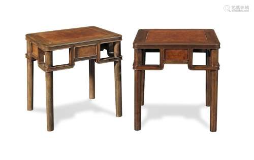A PAIR OF HUANGHUALI STOOLS 19th century (2)
