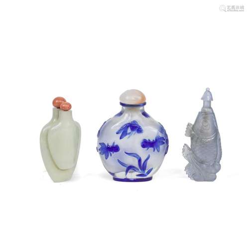 A GROUP OF THREE SNUFF BOTTLES 19th century (8)