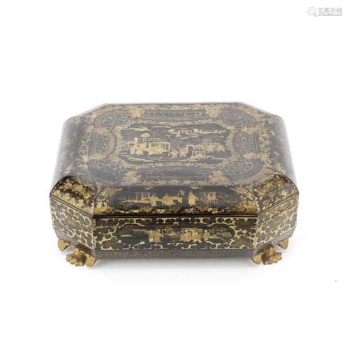 A CANTON EXPORT LACQUER GAMES BOX Mid-19th century (24)