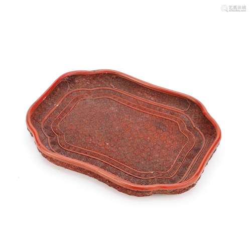 A QUATREFOIL CINNABAR LACQUER TRAY 18th century