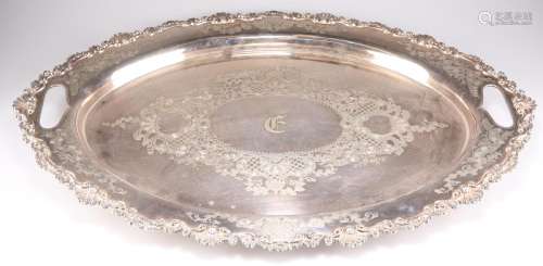 A LARGE VICTORIAN SILVER-PLATED TRAY
