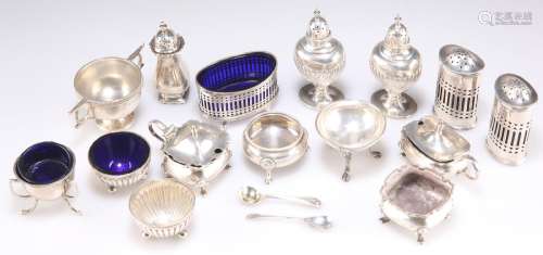 A COLLECTION OF SILVER CONDIMENTS