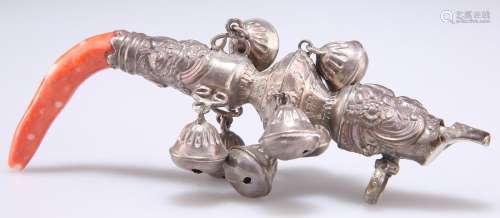 A 19TH CENTURY BABY'S RATTLE