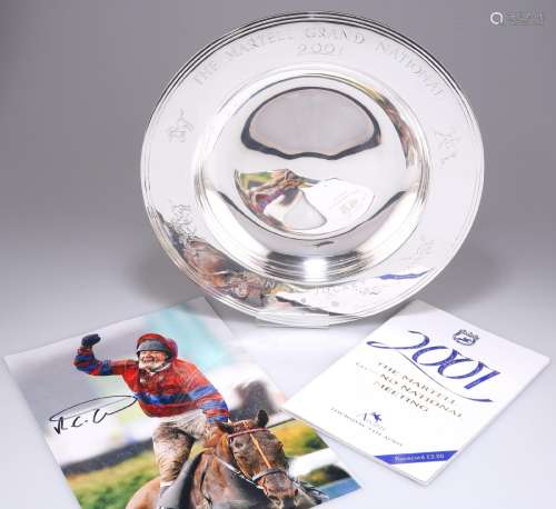2001 GRAND NATIONAL - A SILVER HORSE RACING PRIZE TROPHY DIS...