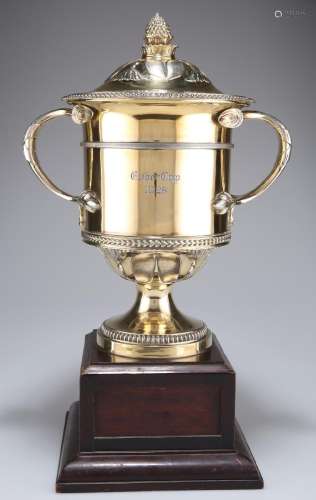 A GEORGE V SILVER-GILT LARGE TROPHY CUP AND COVER
