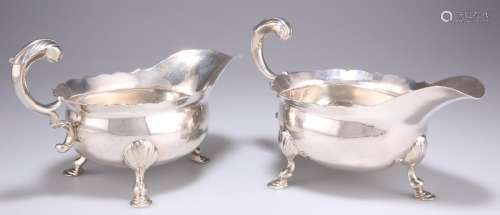 A FINE PAIR OF GEORGE II SILVER SAUCE BOATS