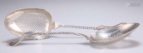 A PAIR OF DUTCH SILVER SERVING SPOONS